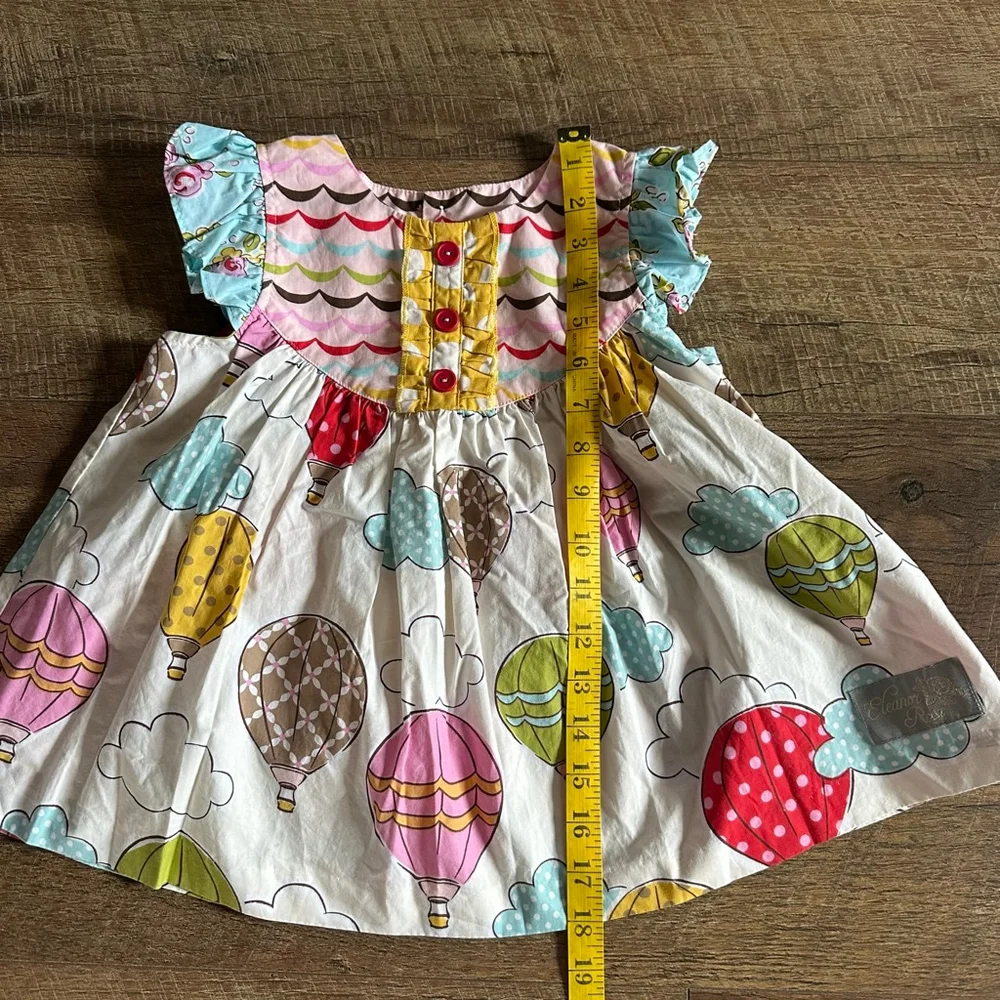 Girls Eleanor Rose Casual Dress Size 4 White Multicolor Hot Air Balloons